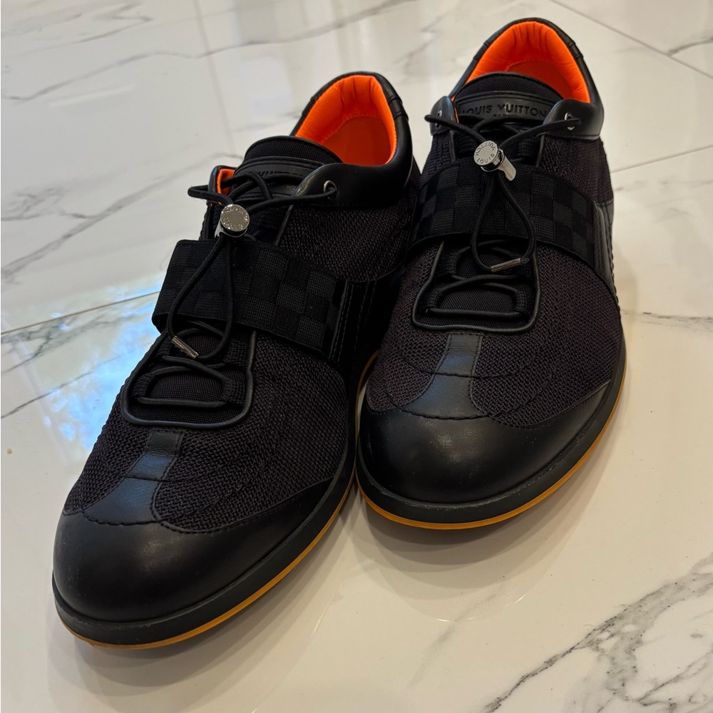 Louis Vuitton Men's Black and Orange Sneakers